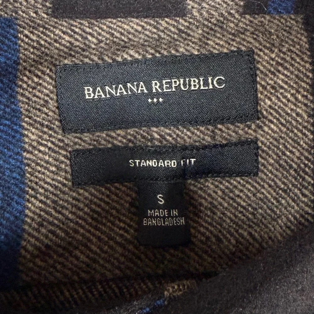 Banana Republic Mens Small Brown Striped Wool Blend Flannel Shacket Shirt